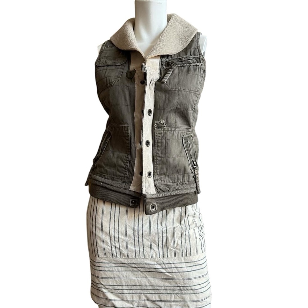 🔥Billabong Women's Girls Small  Insulated Vest Brown With Embroidery